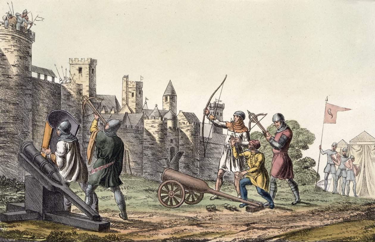 Soldiers and Artillery of the 15th Century, plate 16 from The History of the Nations by Italian School