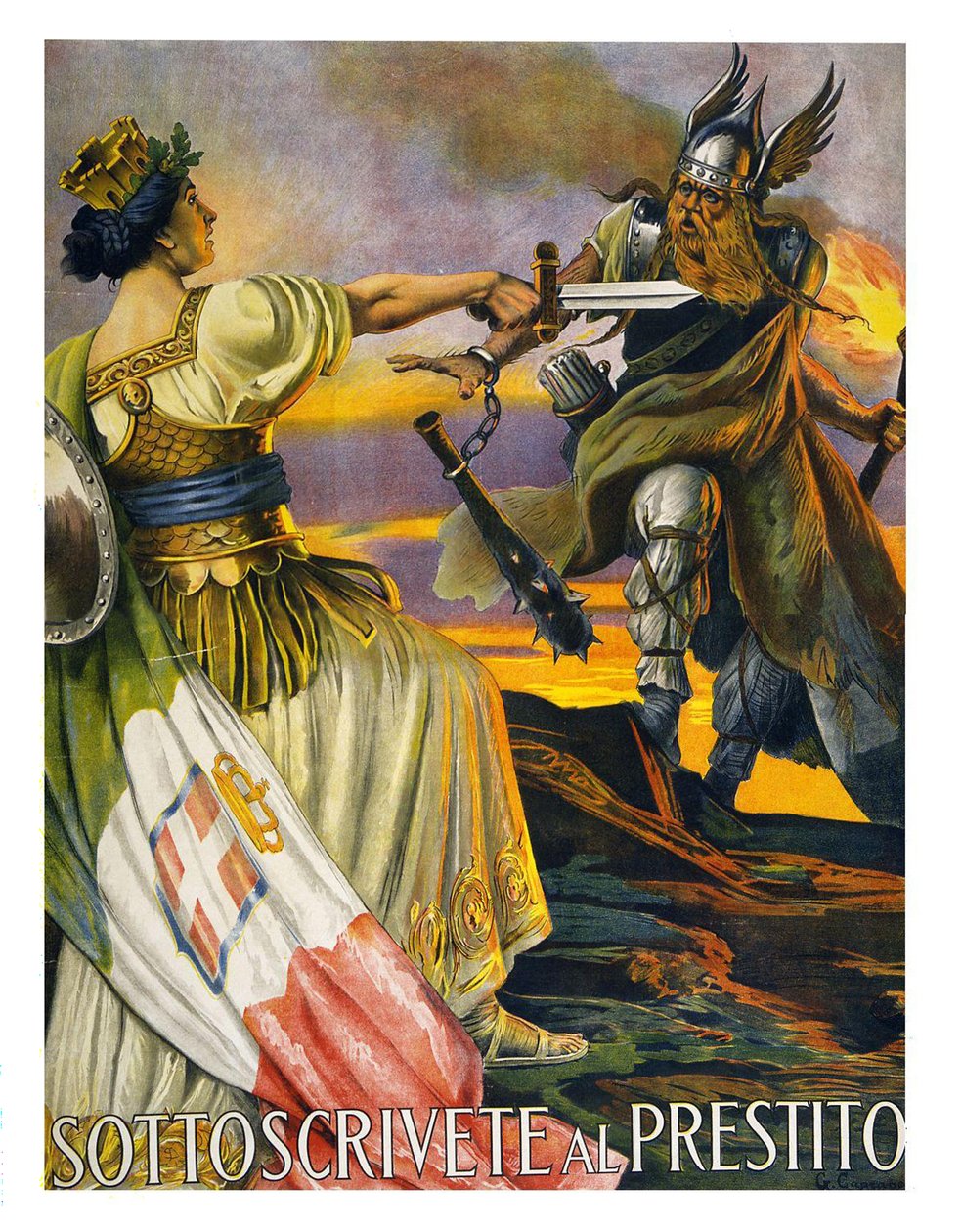 Subscribe to the Loan, First World War Poster by Italian School