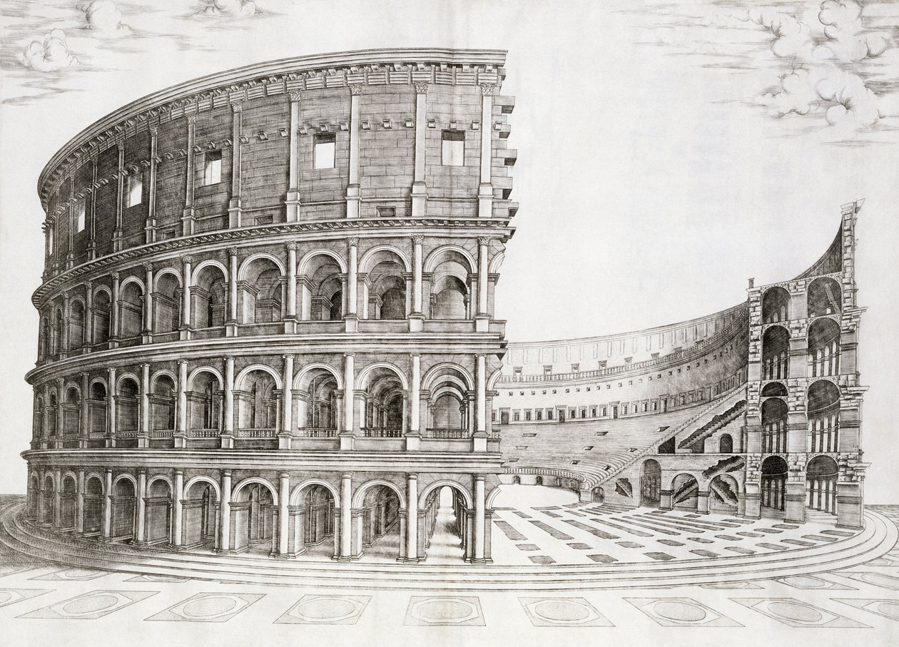 The Colosseum, built in AD 80 by Italian School