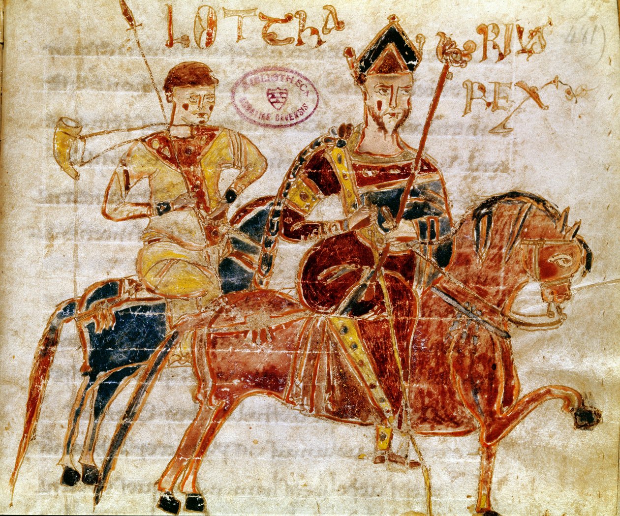 The King of the Francs and then Lotharia I (9th century). Miniature from 