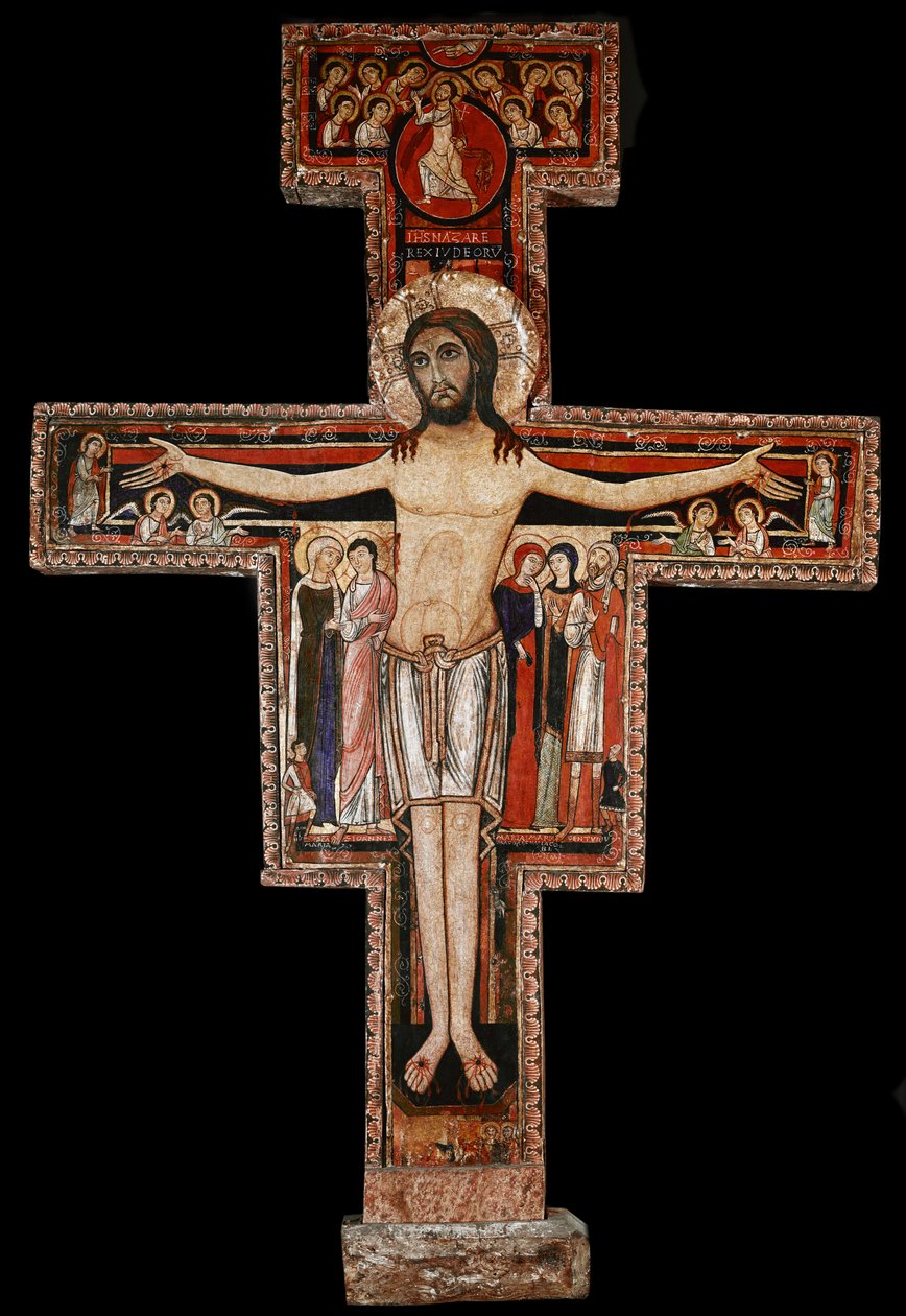 The San Damiano cross, c.1100 (painted wood) by Italian School