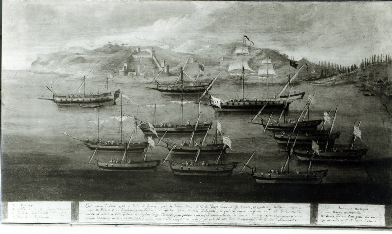The Venetian Fleet Led by Captain Ivanovich da Dabrota Against Turkish Pirates at Durazzo, 1756 by Italian School