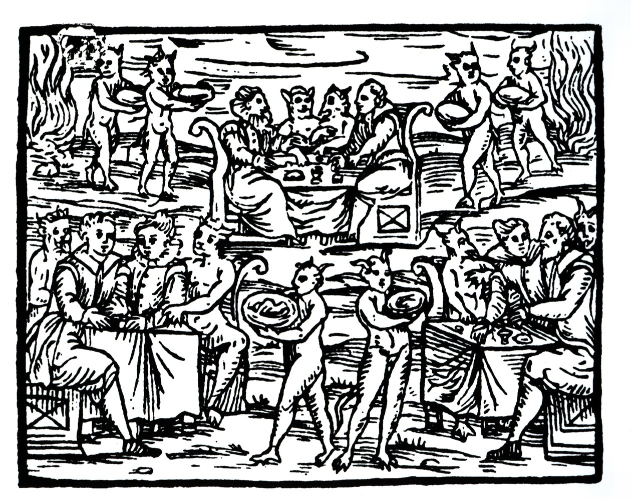 The Witches Sabbath, copy of an illustration from Compendium Maleticarum by Fr M Guaccius, used in History of Magic by Italian School