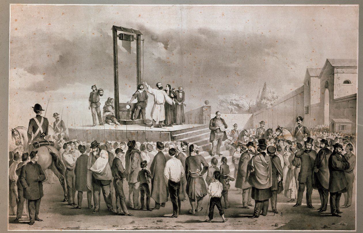The execution on 13/03/1858 of Felice Orsini and Pieri who carried out the attack of 14 January 1858 against Napoleon III by Italian School