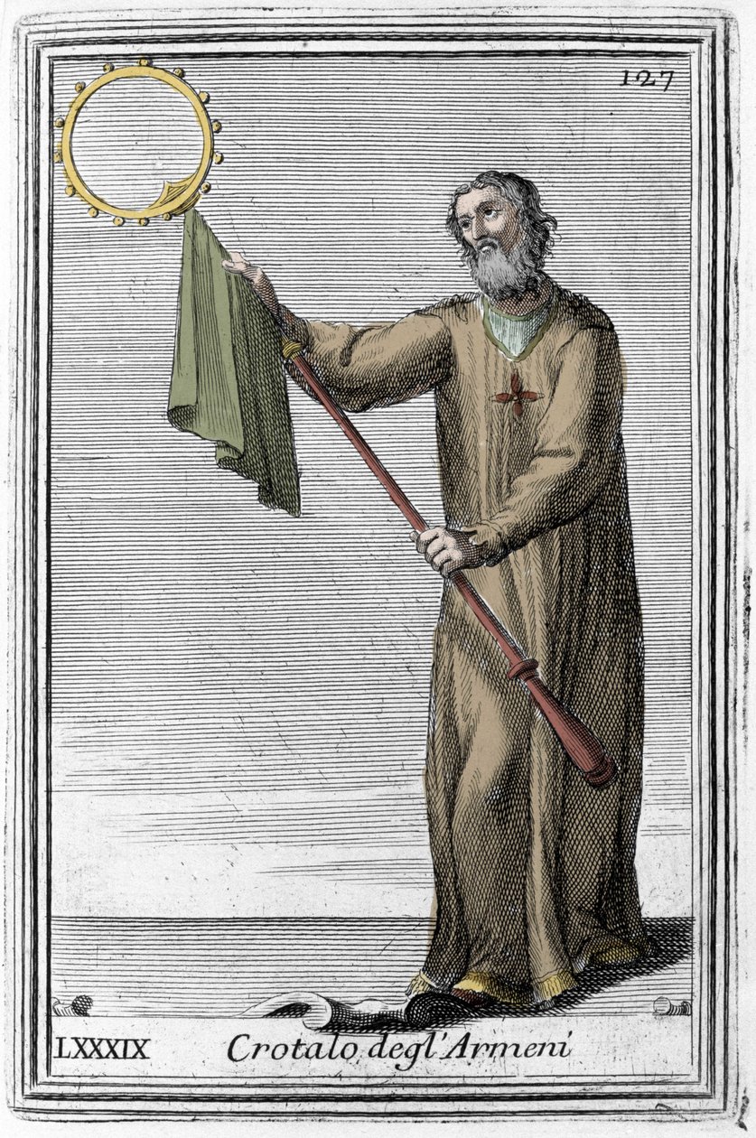 The rattlesnake of the Armenians: an ancestor musical instrument of the castanets. Engraving from “Gabinetto Armonico pieno d
