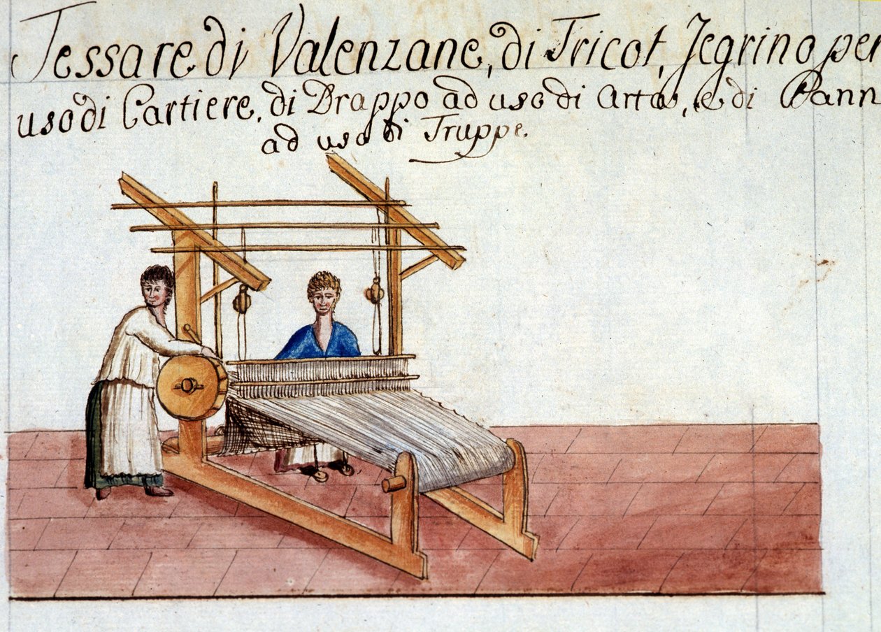 The weaving of wool. 1807. Archivio di stato of Milan by Italian School