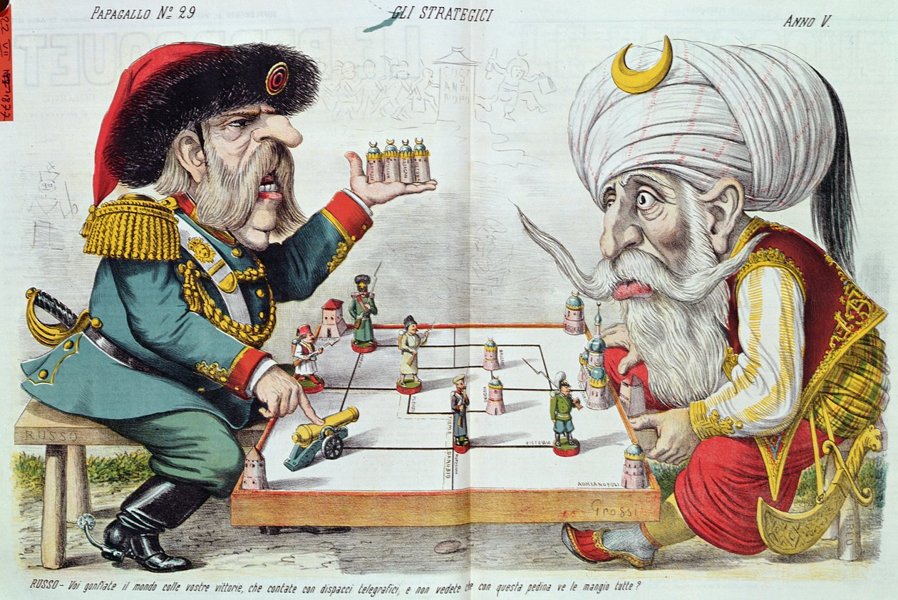 Turkey and Russia Playing a Game of Strategy, from Le Perroquet, 1877 by Italian School
