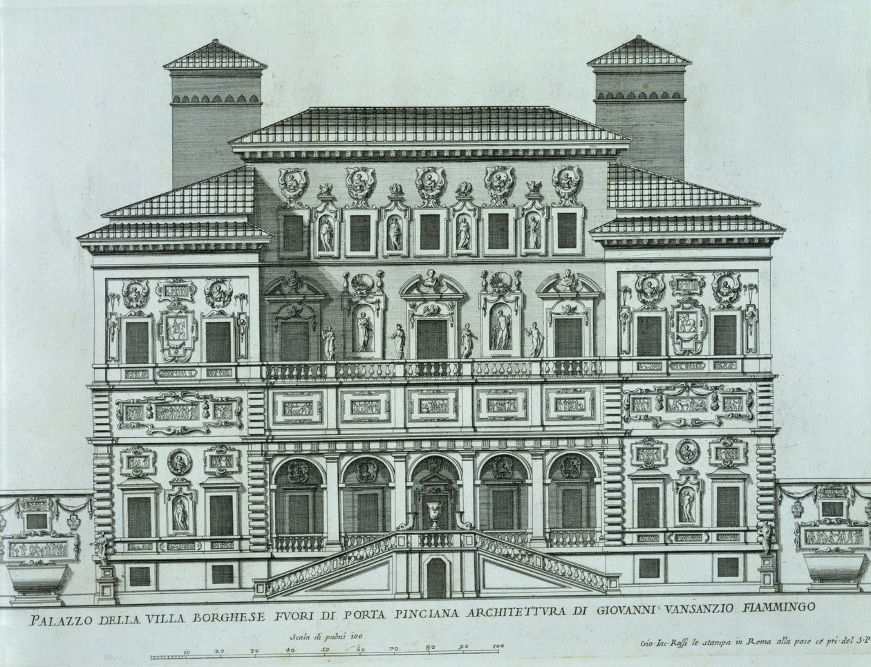 View of the facade of Villa Borghese, Rome by Italian School