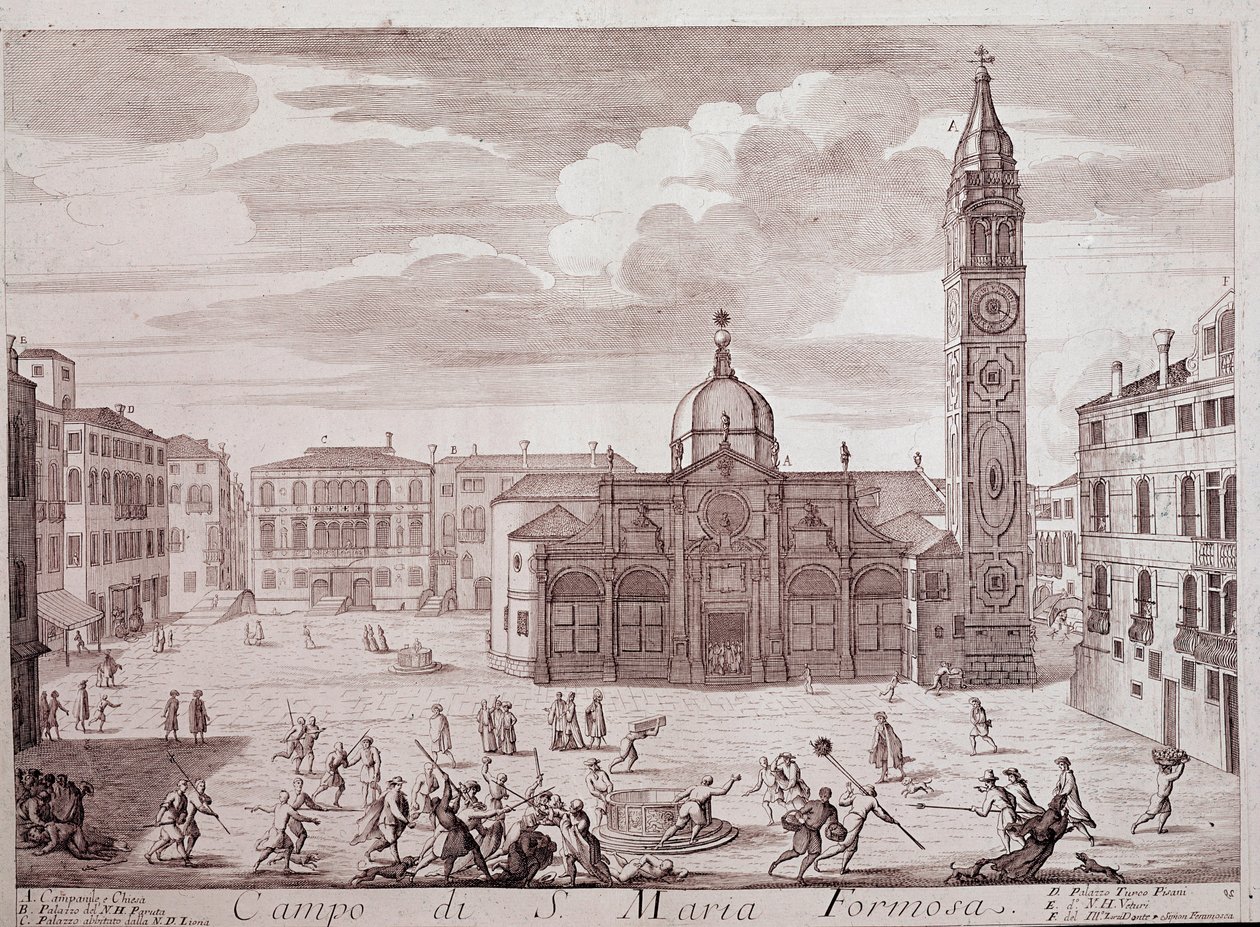 View of the Square of the Church of Santa Maria Formosa in Venice by Italian School