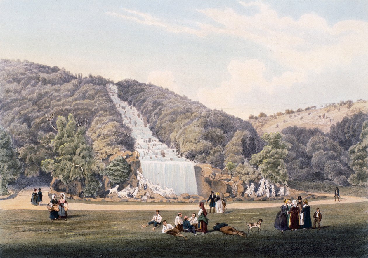 Waterfall in the park of the Royal Palace of Caserta, Italy by Italian School