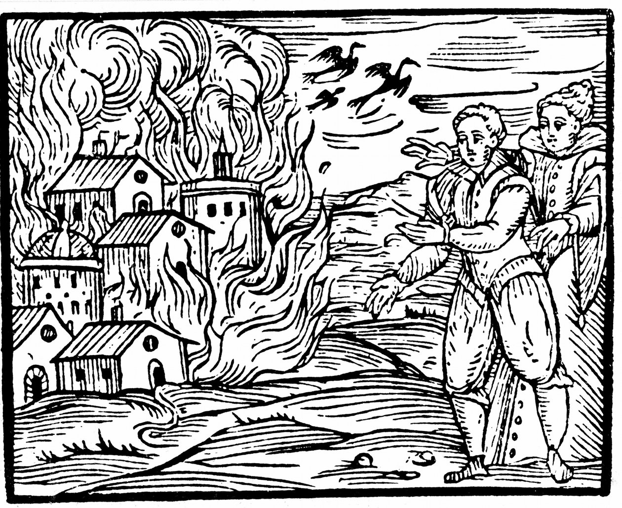 Witches Destroying a House by Fire, Swabia in 1533, Illustration from Compendium Maleficarum by Francesco Maria Guazzo, 1608 by Italian School