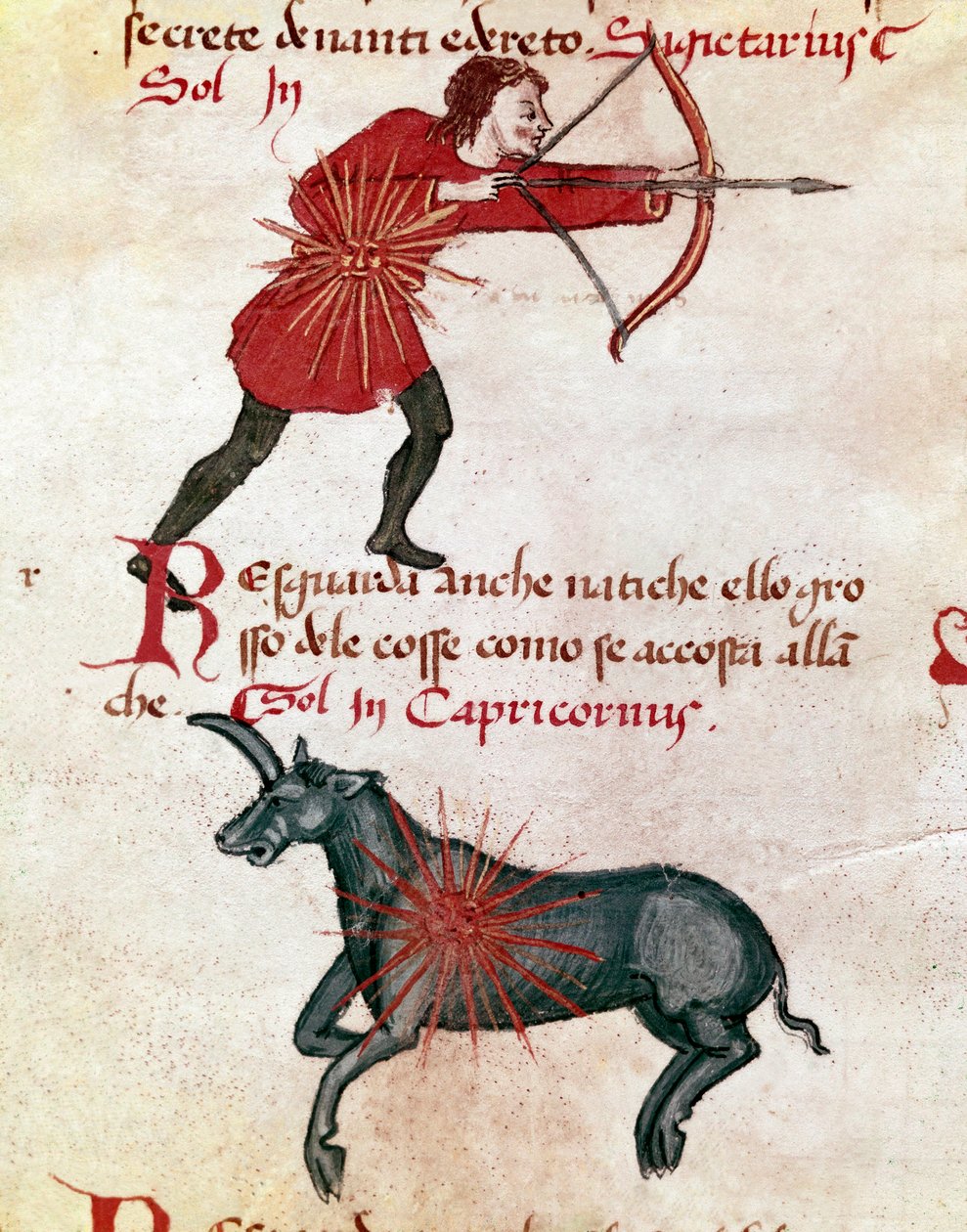 Zodiac Signs: Sagittarius and Capricorn by Italian School