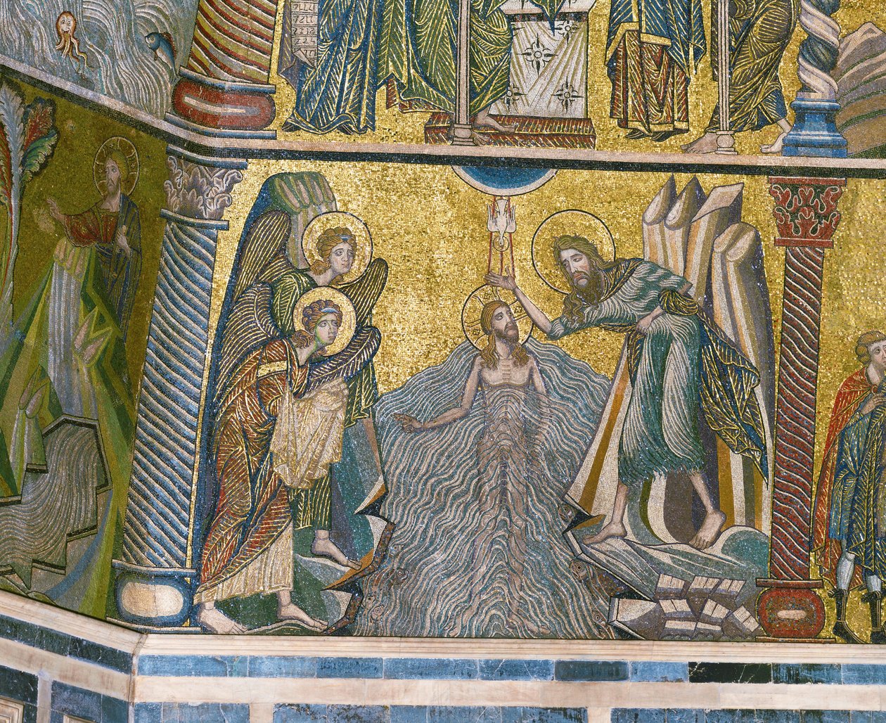 Saint John Baptizing Jesus in the Jordan River by Italian school