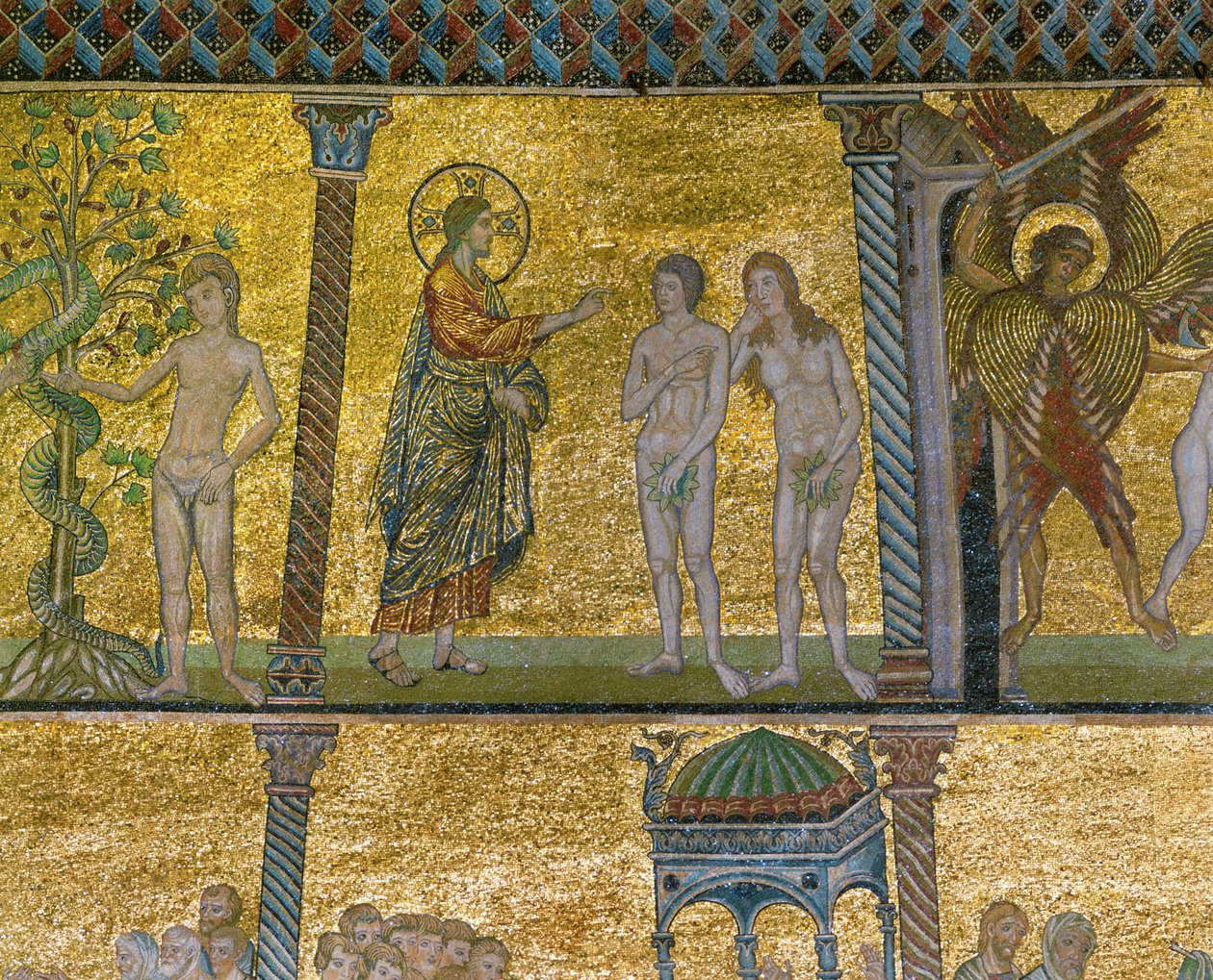 The Fall. God Surprises Adam and Eve in the Garden by Italian school