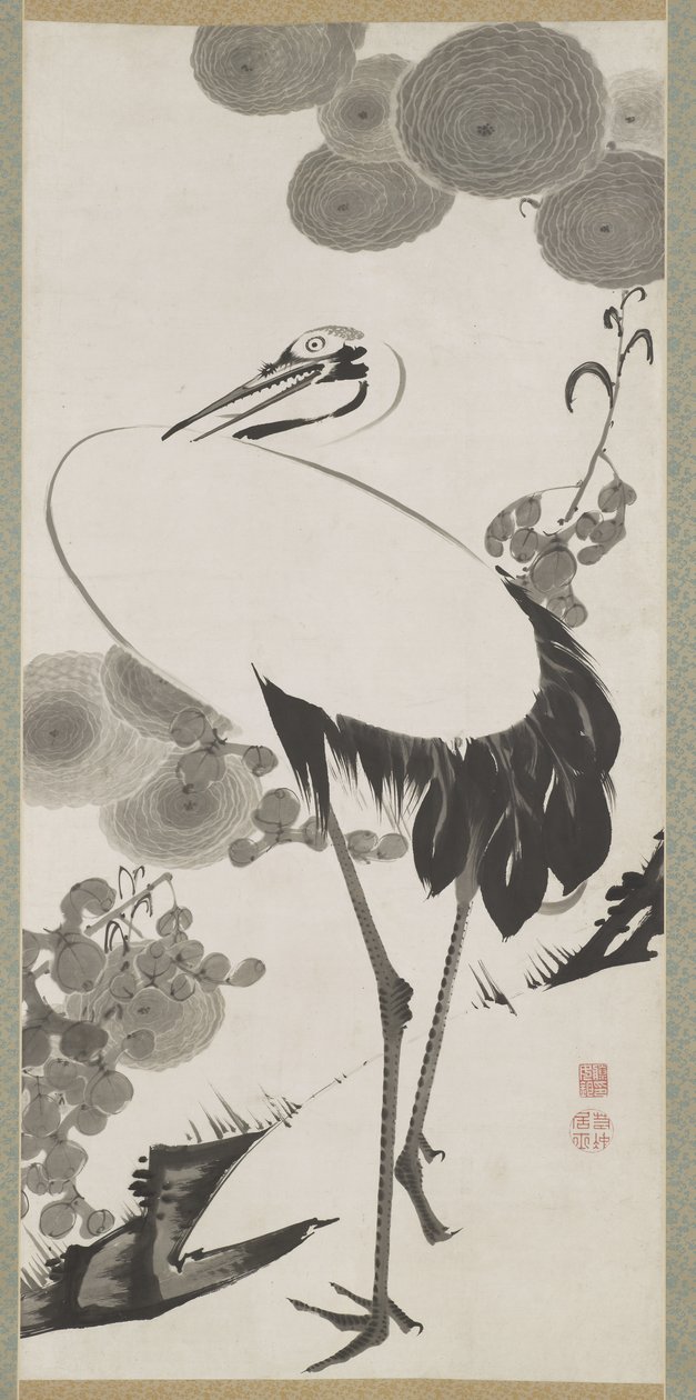 Crane, Hanging Scroll, Edo Period by Ito Jakuchu