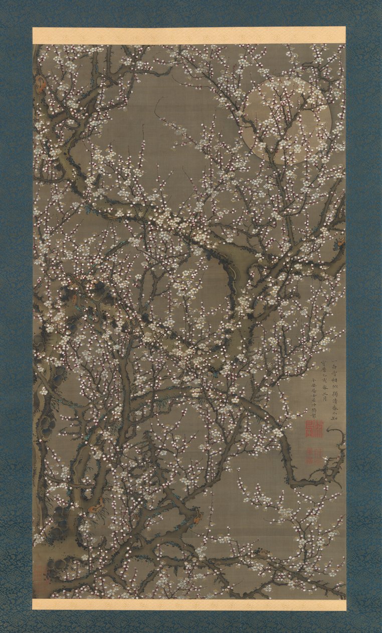 White Plum Blossoms and Moon by Ito Jakuchu