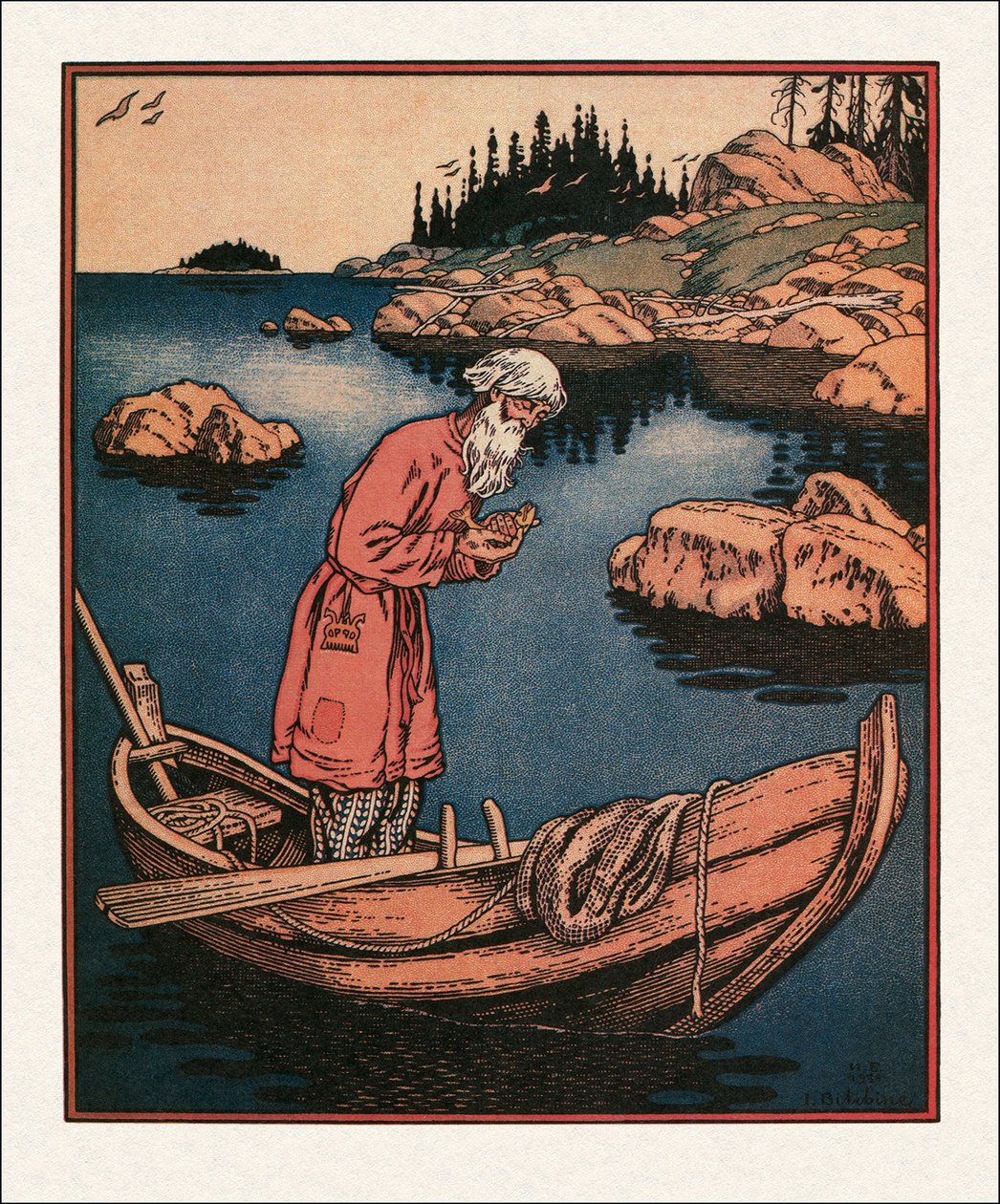 Illustration to The Tale of the Fisherman and the Fish by Ivan Yakovlevich Bilibin