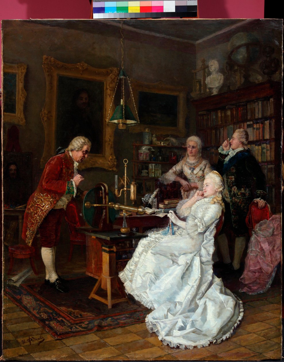 Empress Catherine visiting Mikhail Lomonosov by Ivan Feodorov