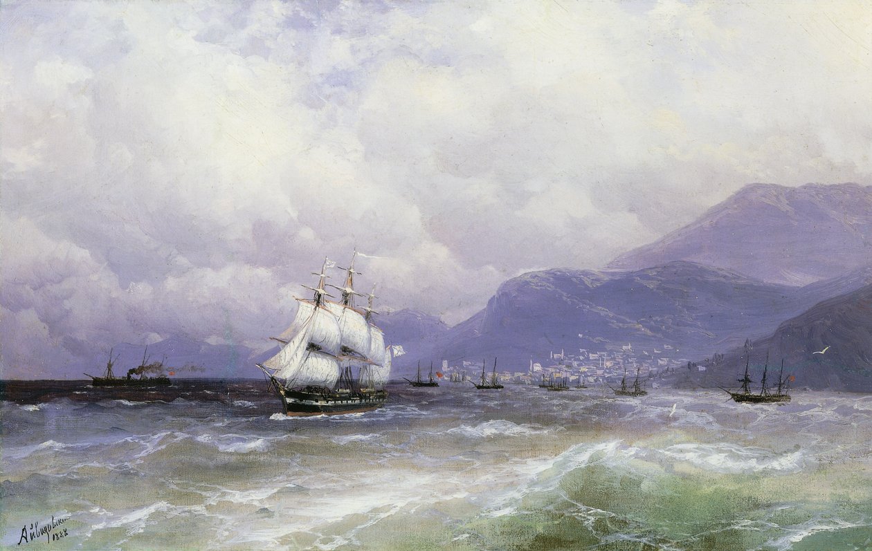 A Coastal Landscape with Shipping off Trebizond by Ivan Konstantinovich Aivazovsky