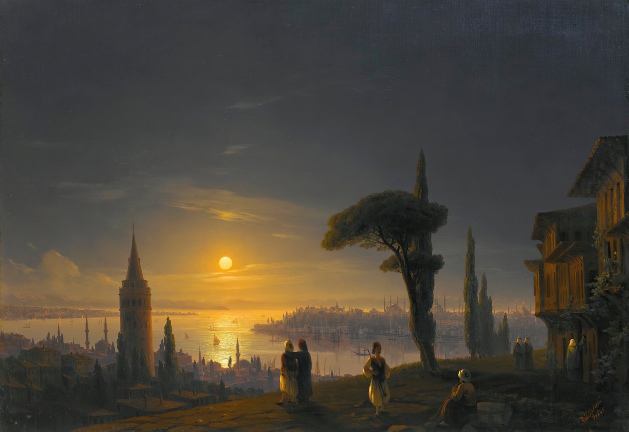 The Galata Tower By Moonlight by Ivan Konstantinovich Aivazovsky
