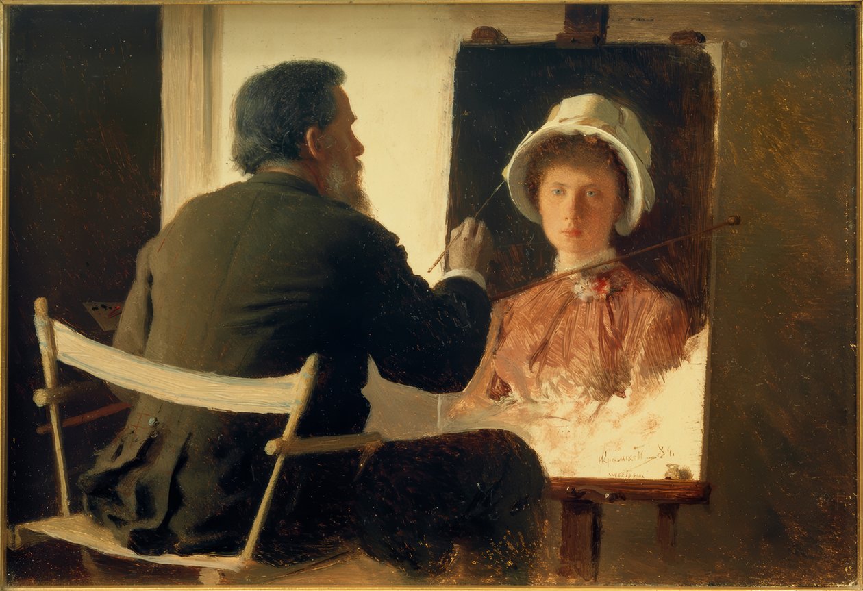 Kramskoi, Portraying His Daughter by Ivan Nikolaevich Kramskoy