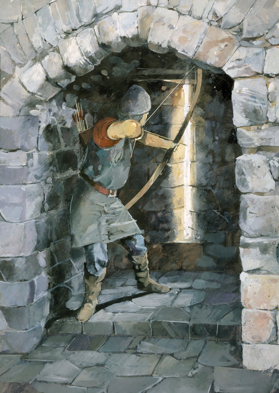 Archer Firing Arrow Through Arrow Slit, Beeston Castle, Cheshire by Ivan Lapper