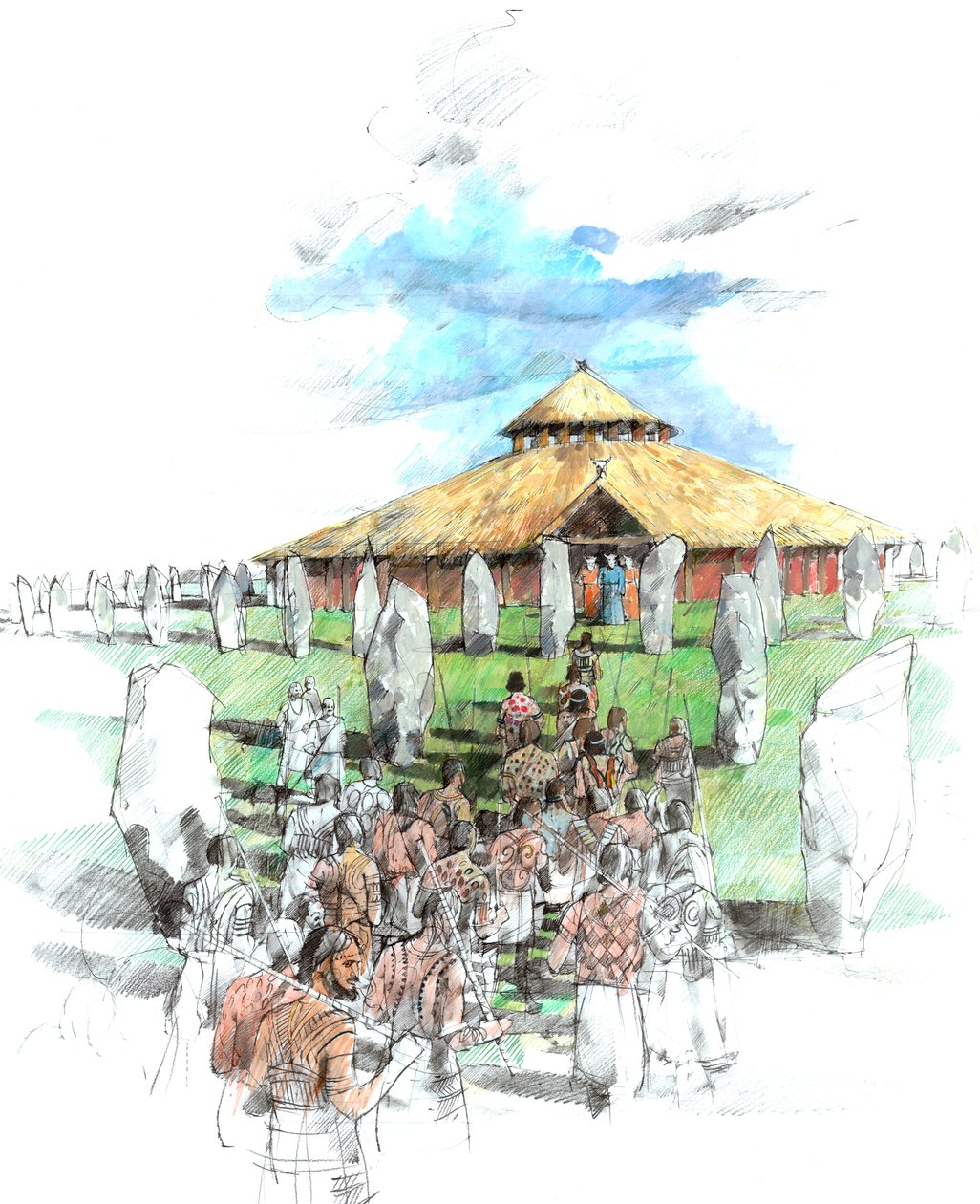 Ceremonial Procession Avebury Stone Circle Shrine, Wiltshire by Ivan Lapper