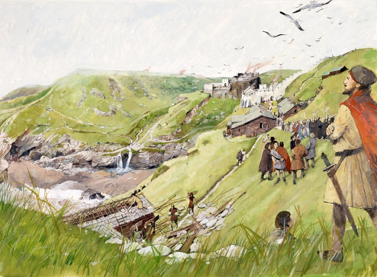 Tintagel Castle in Medieval Times by Ivan Lapper