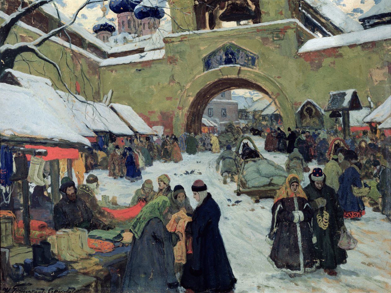 Bazaar Day in an Ancient Town by Ivan Silych Goriuschkin-Sorokopudov