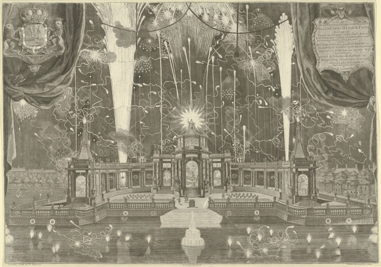 Fireworks in The Hague for the Peace of Aachen, 1749 by Iven Besoet