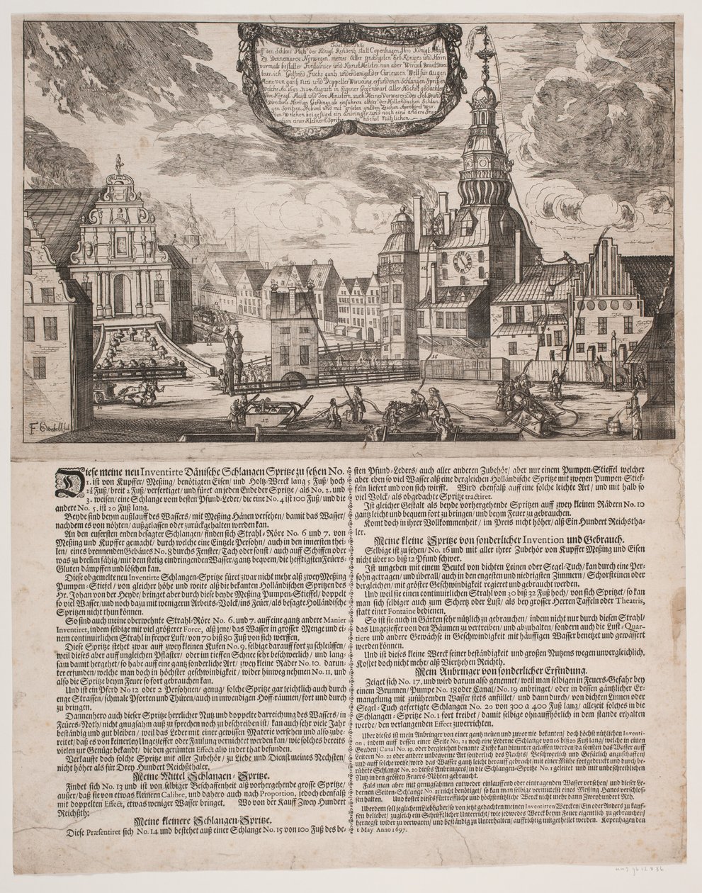 The Castle Square in Copenhagen During the Use of the Sprayers Invented by Fire Director Fuchs by J.E. Wedel