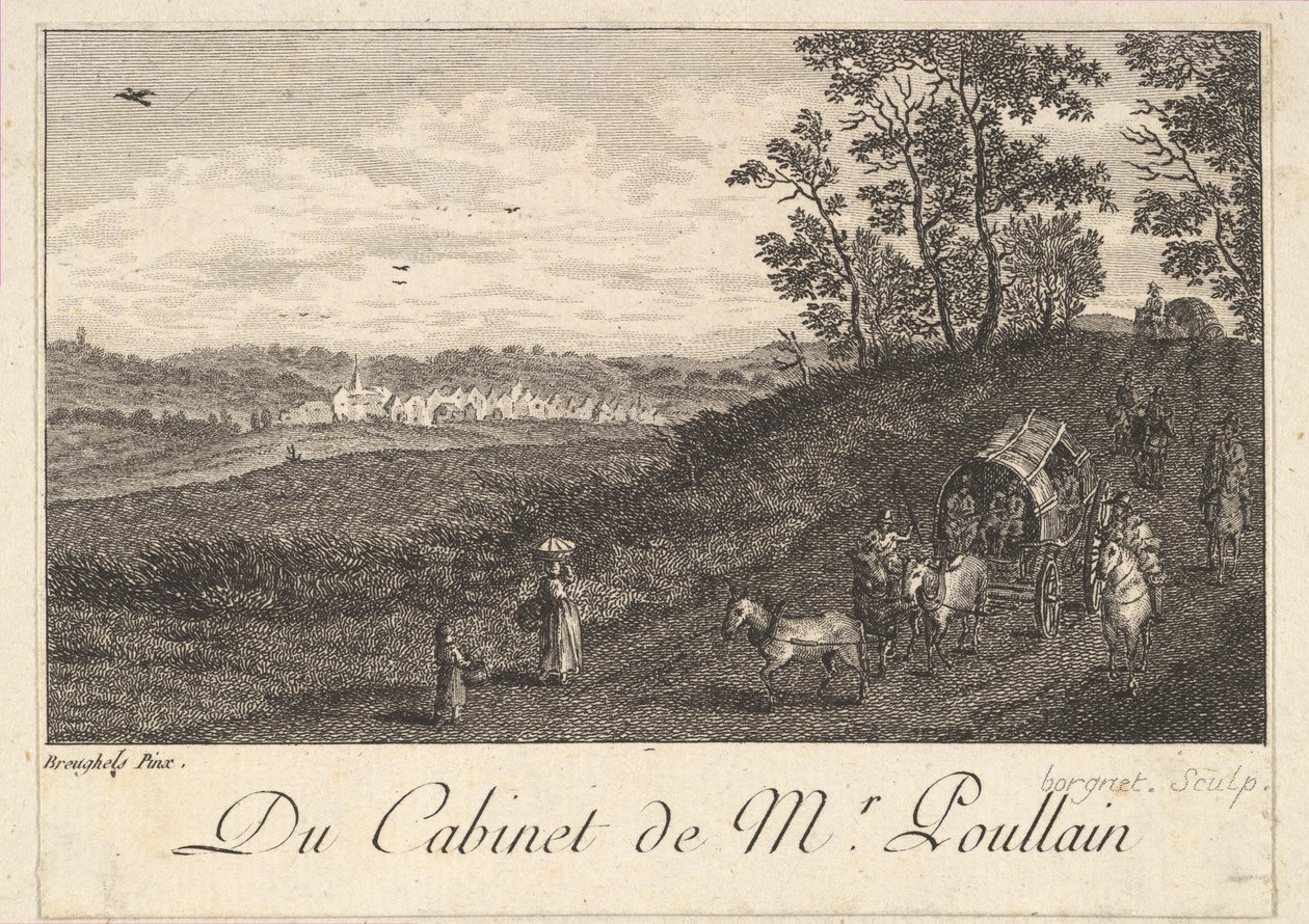 Landscape with Cart after the painting in the cabinet of Mr. Poullain by JF Borgnet