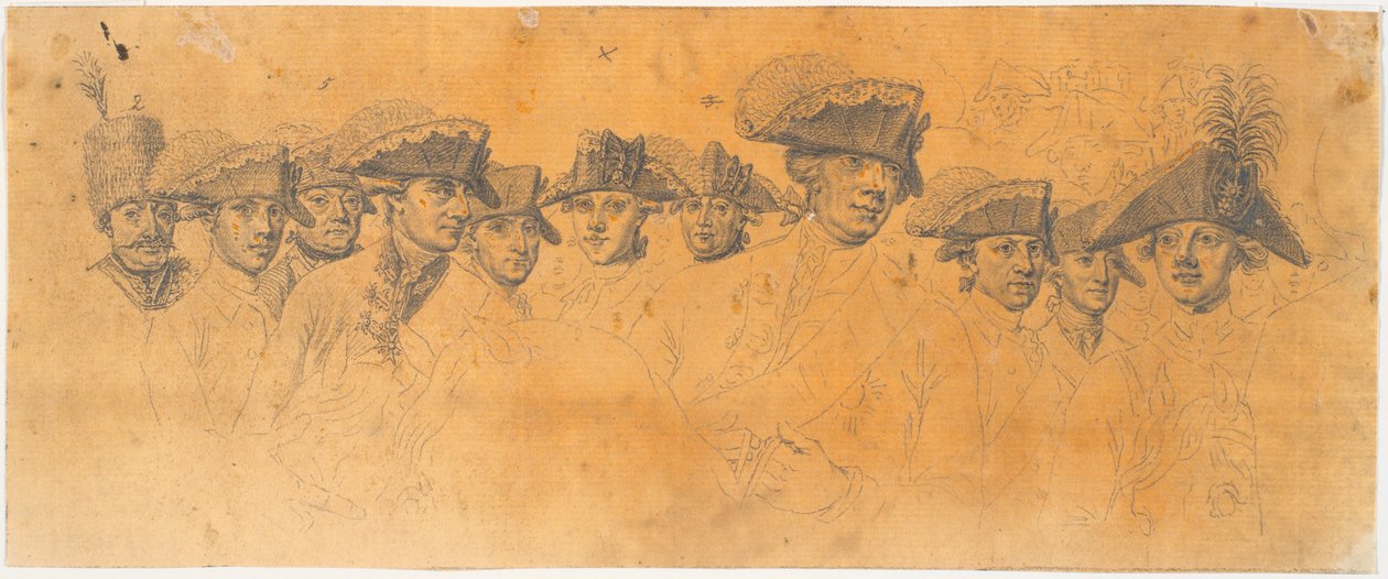 Preparatory Work for the Engraving: Frederick the Great Rides Home After a Review at Potsdam by J.F. Clemens
