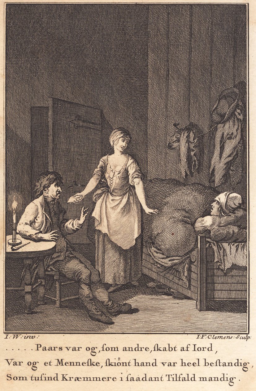Marthe the Cookmaid Enters the Room to Peder Paars and Per Ruus by J.F. Clemens