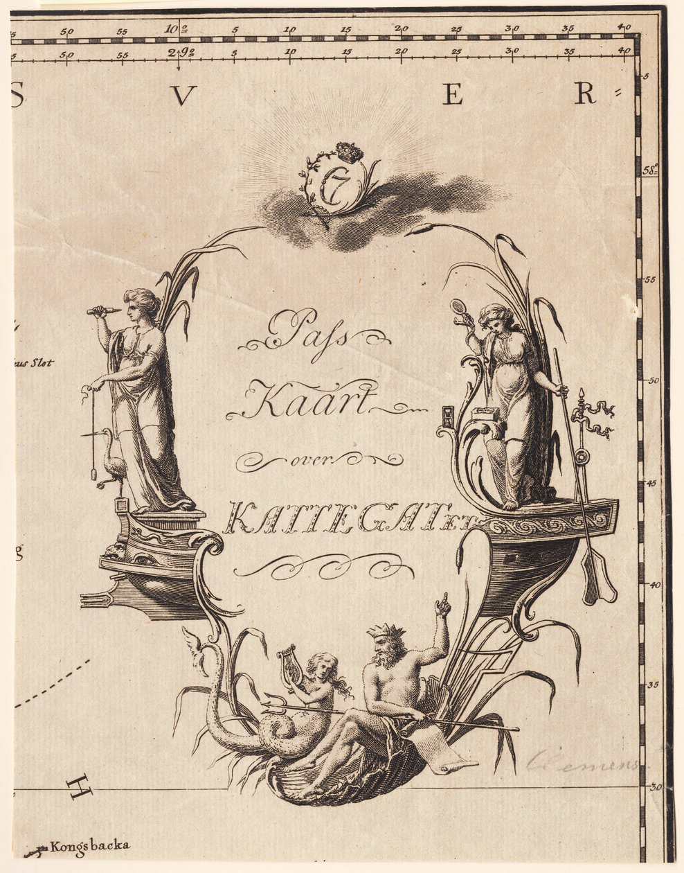 Pass Map over Kattegat by J.F. Clemens