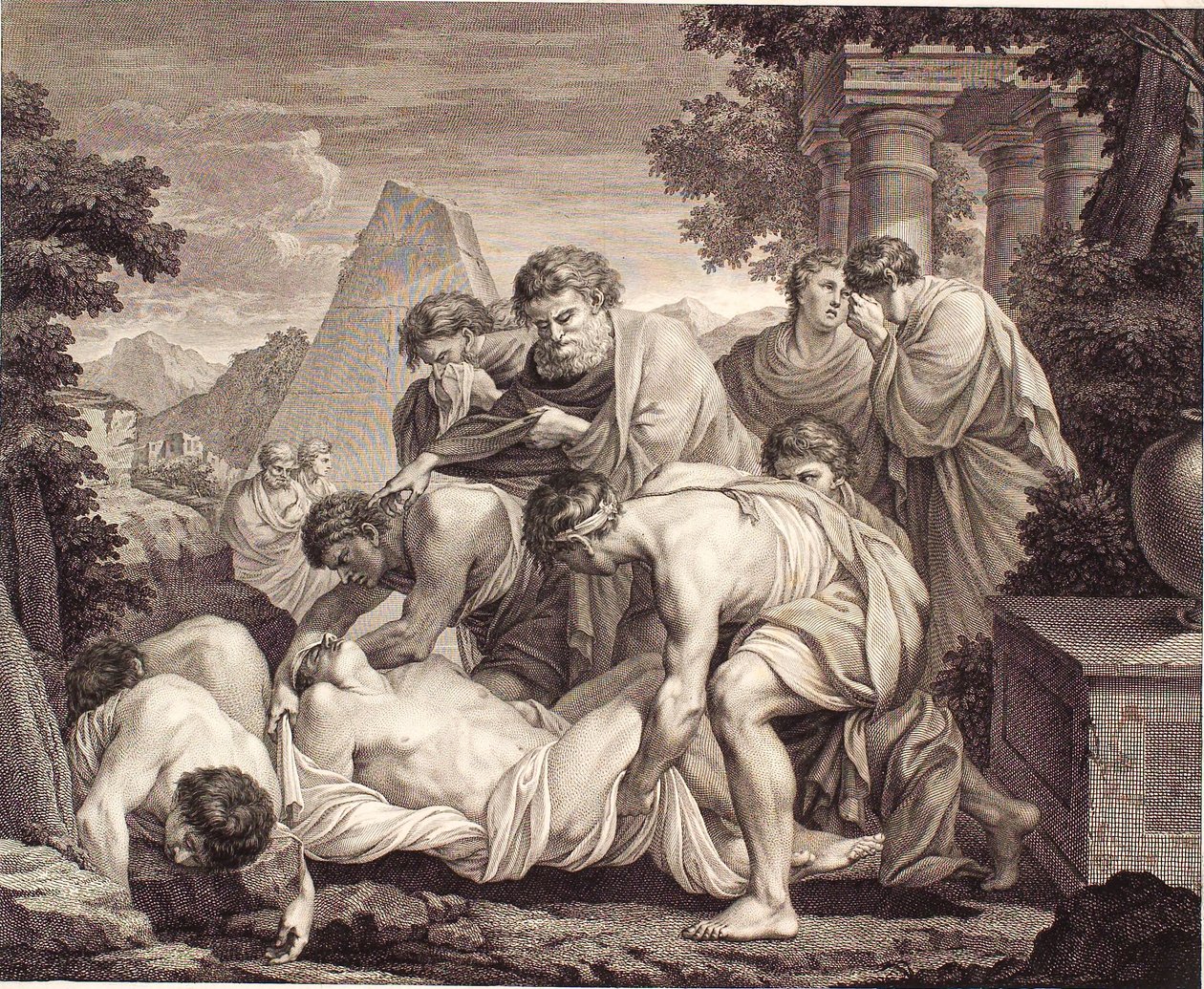 Tobias Burying the Dead During the Plague by J.F. Clemens