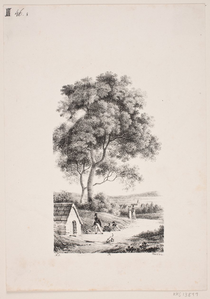 Walking on a Road, Tall Trees to the Left by J.F. Møller