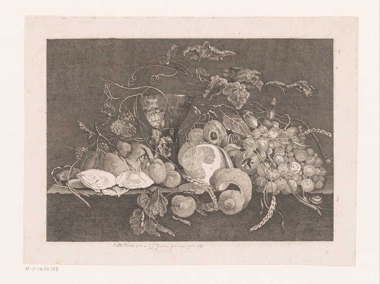 Still Life with Fruits and Oysters by J.L.L.C. Zentner