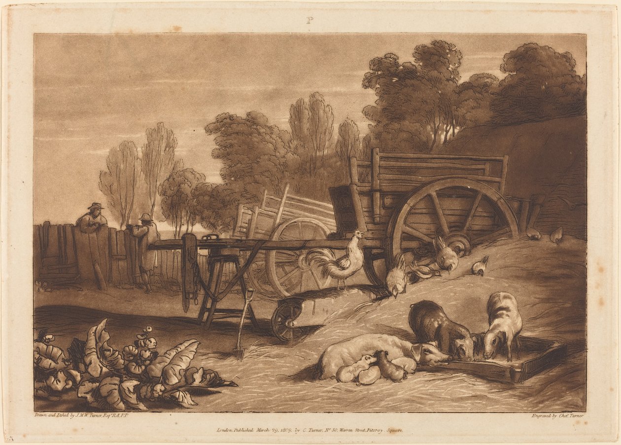 The Farm-yard with the Cock, Published 1809 by Joseph Mallord William Turner