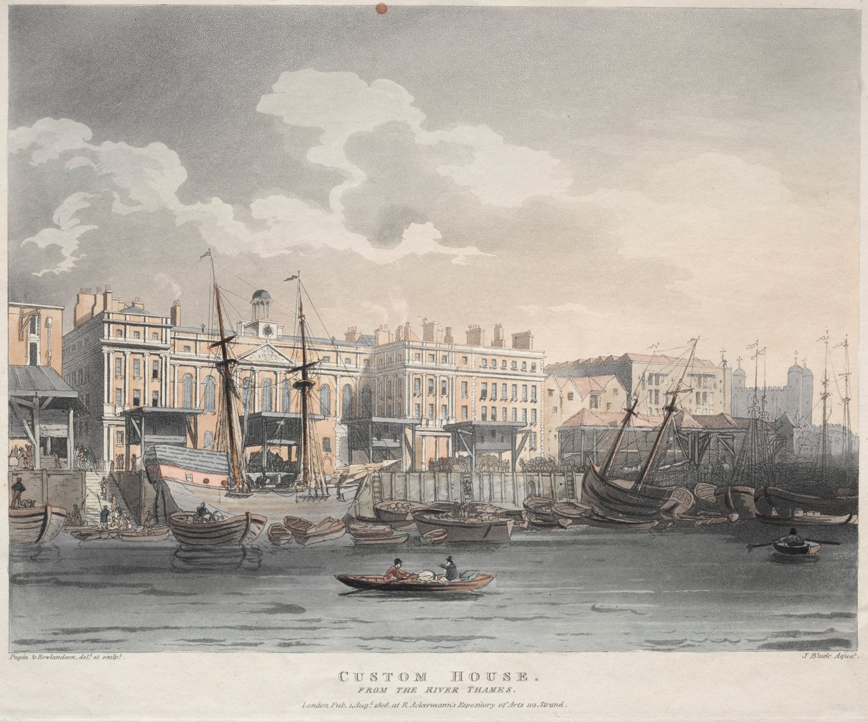 Customs House, from the Thames River, 1808 by J. Bluck