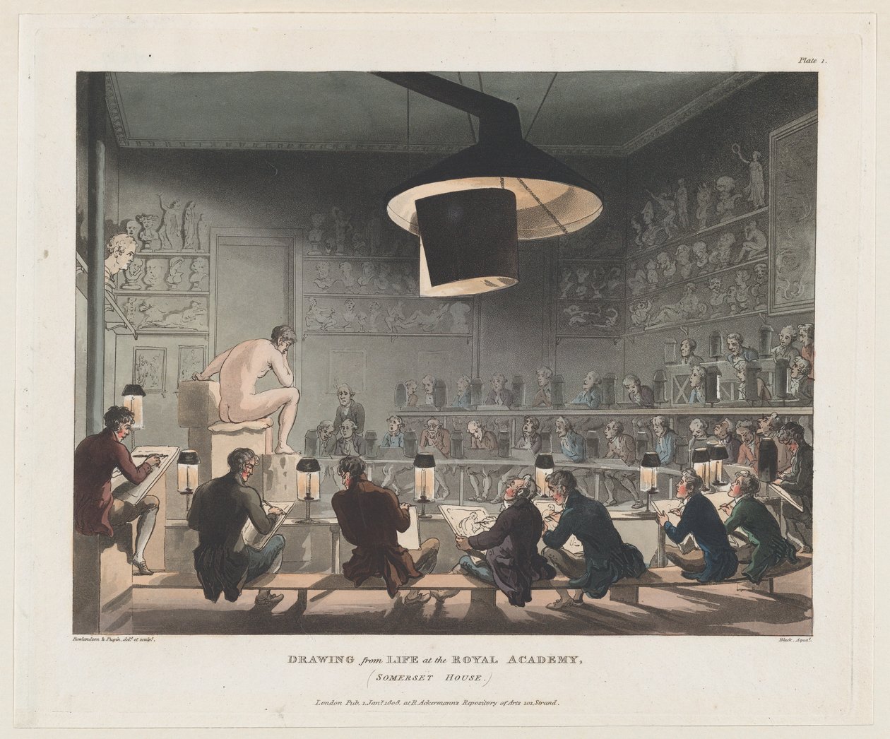 Drawing from Life at the Royal Academy, Somerset House by J. Bluck