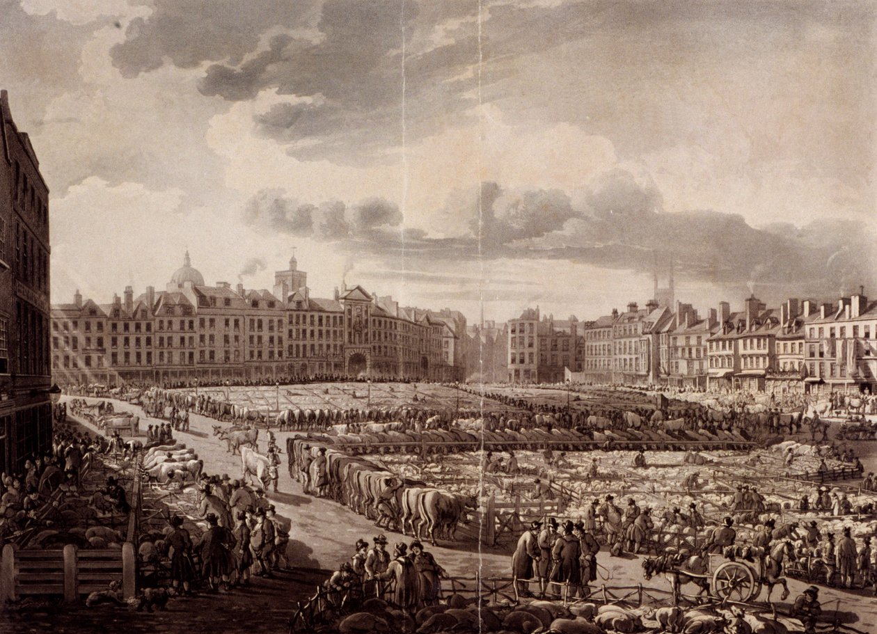 Smithfield Market, London, 1811 by J Bluck