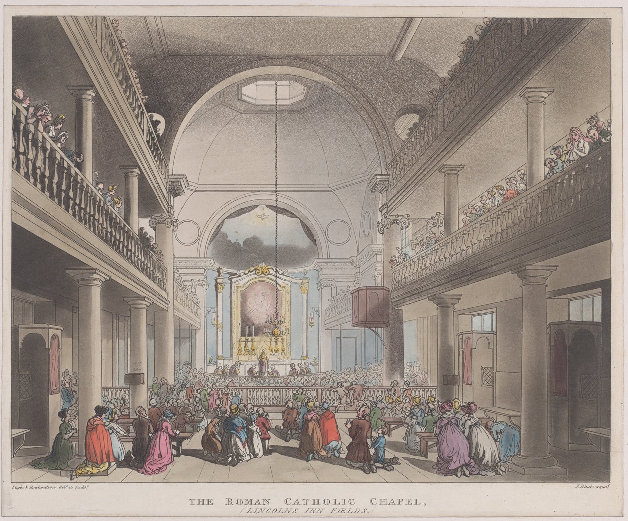 The Roman Catholic Chapel, Lincolns Inn Fields, April 1, 1808 by J. Bluck