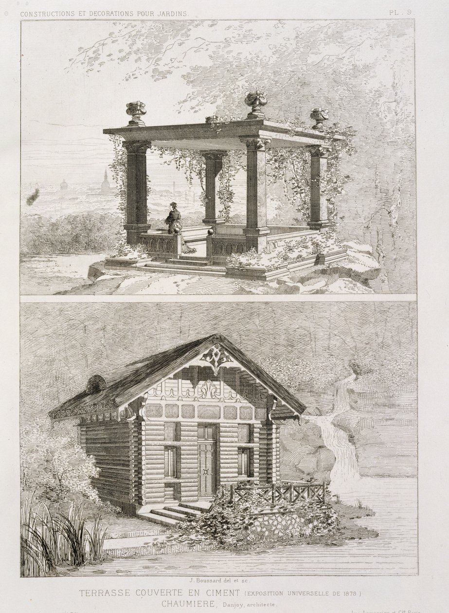 Terrace covered with cement, and bower designed by Danjoy by J. Boussard
