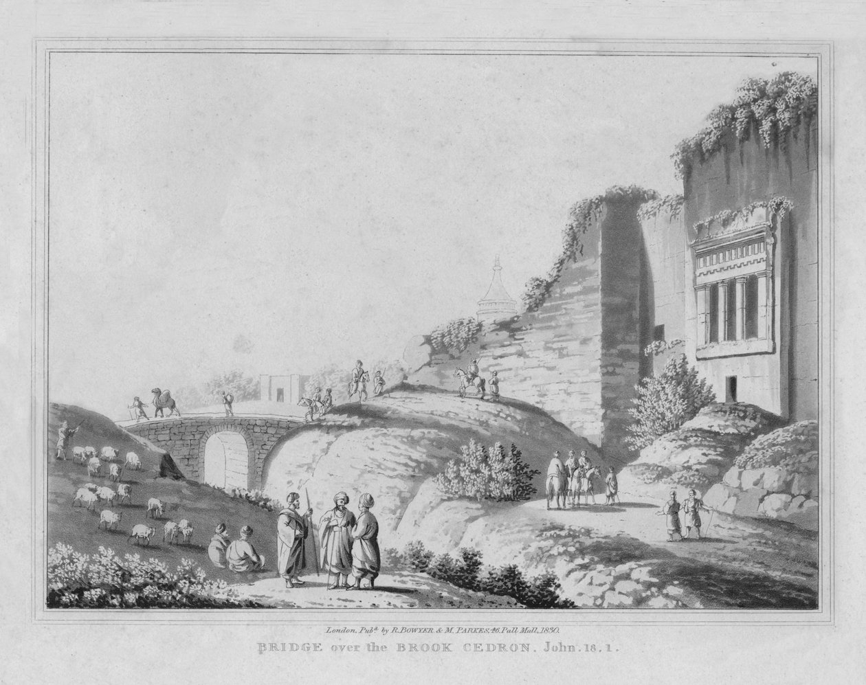Bridge over the Brook Cedron, 1830 by J. Clarke