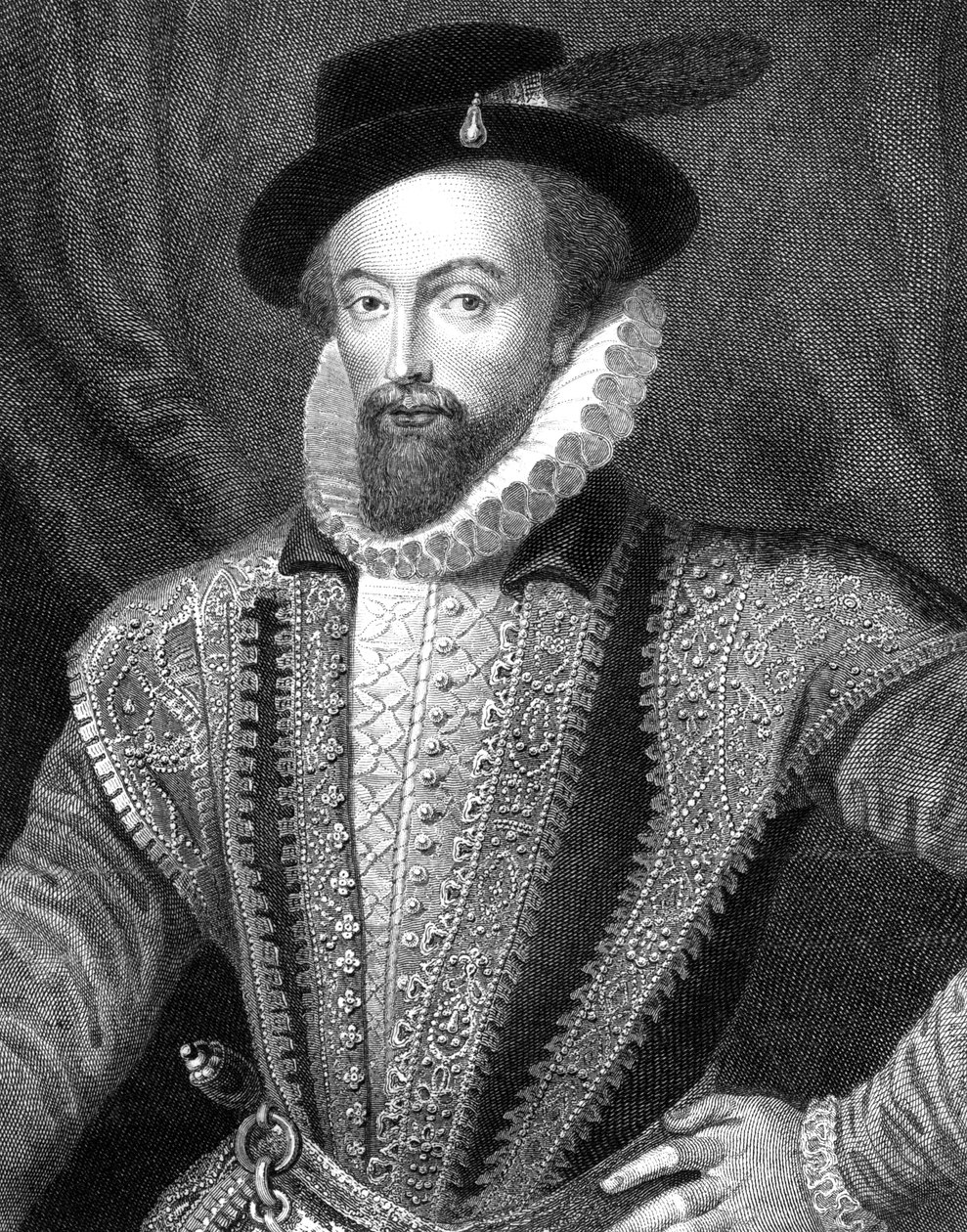 Sir Walter Raleigh, English writer, poet, courtier, adventurer and explorer by J Fitler