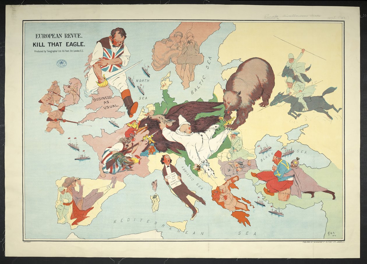 Cartoon Map of the European War Area entitled 