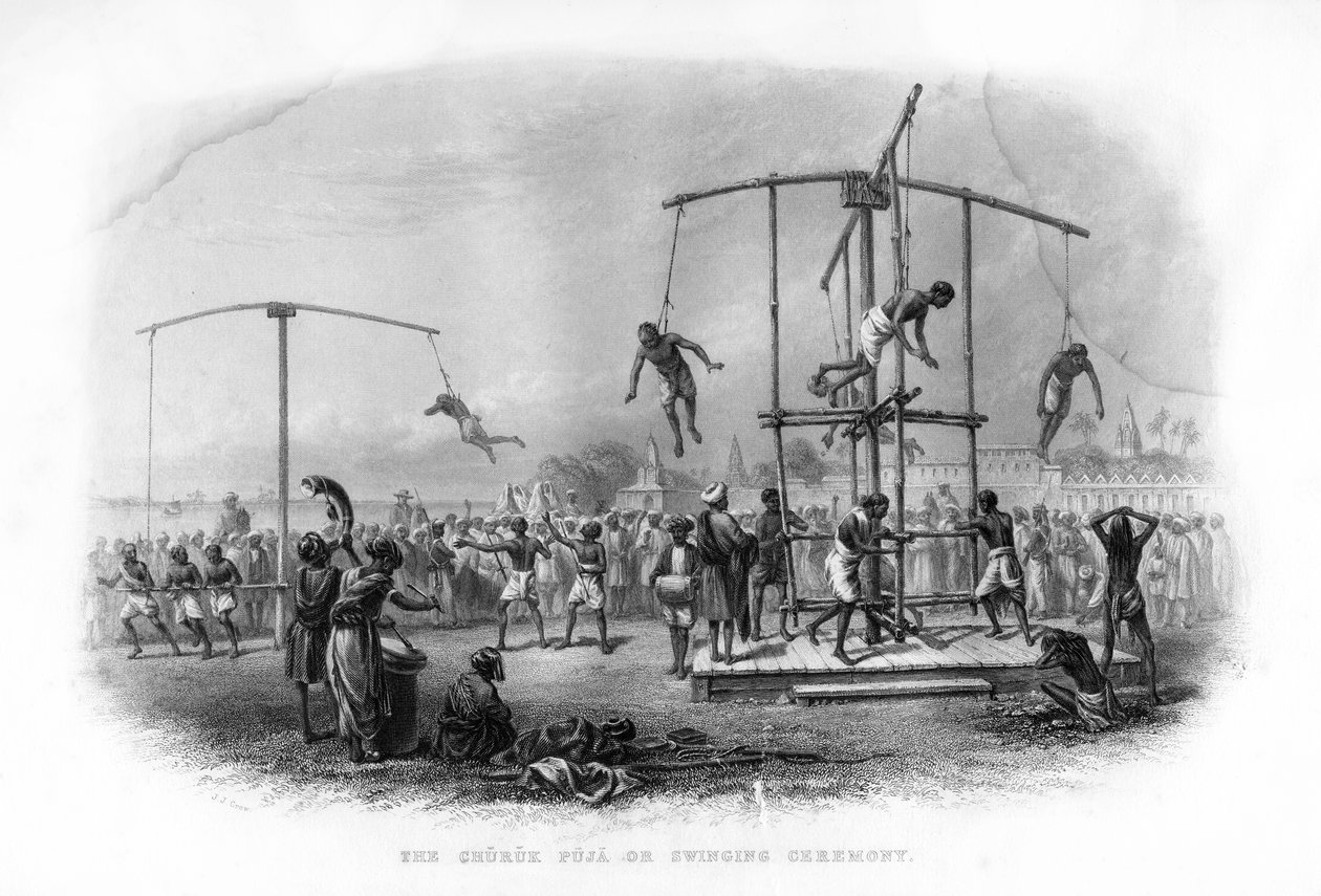 The Churuk Puja or Swinging Ceremony, India, 19th Century by J. J. Crew