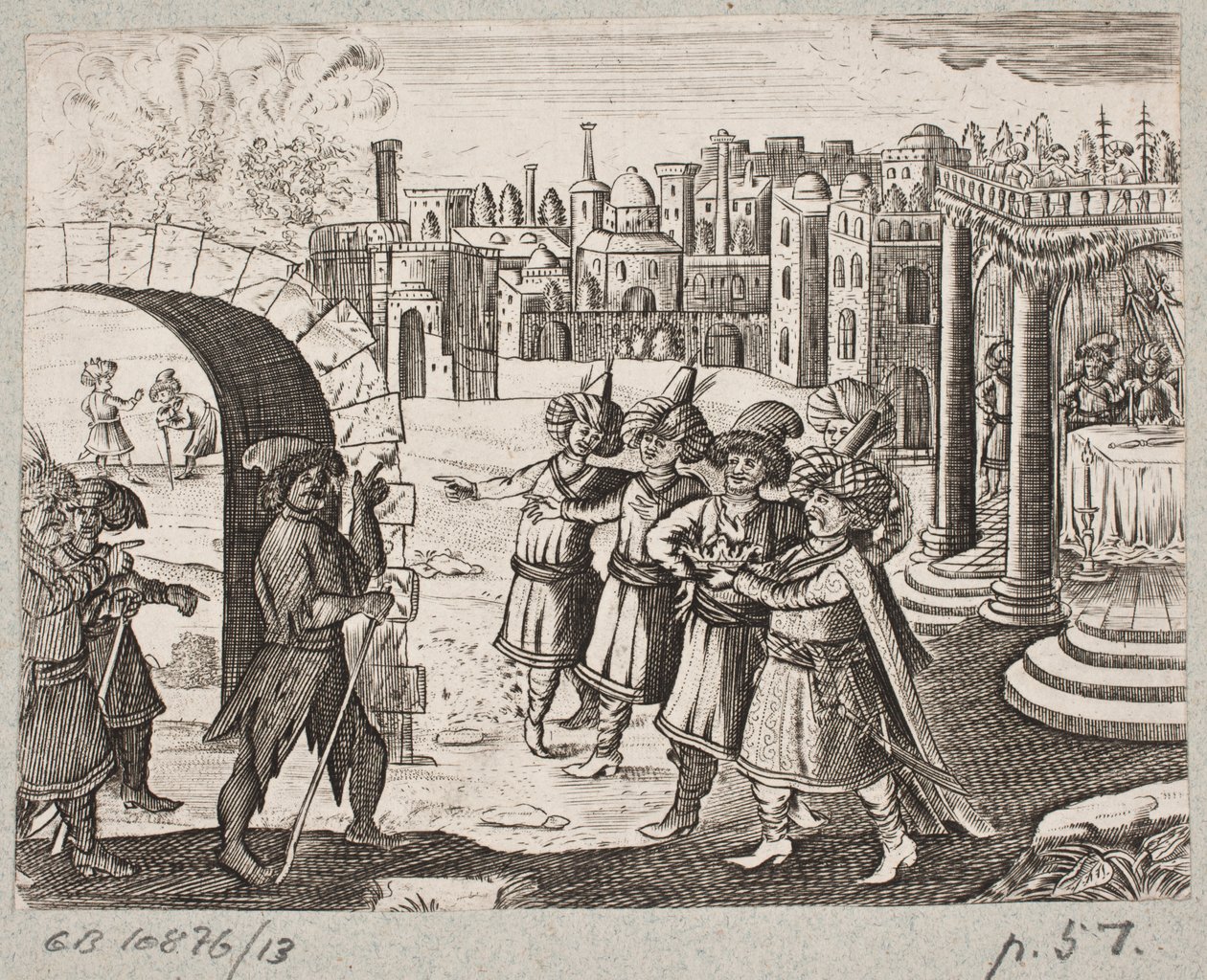 Illustration to Adam Olearius, “Persianischer Rosenthal von einem Sinnreichen Poeten Schich Saadi [...]”, Schleswig 1660 by J. Muller