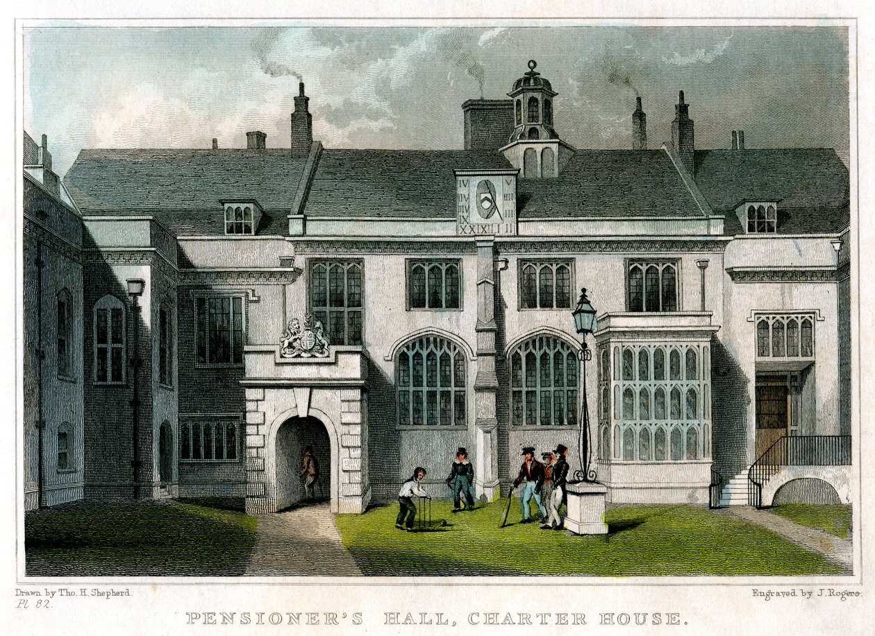 Pensioners Hall, Charterhouse, London, 1830 by J. Rogers